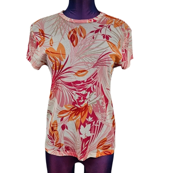 Vintage‎ Y2K The Limited Pink & Orange Tropical Sheer Mesh Tee-Shirt Size XL N85 - Picture 7 of 7